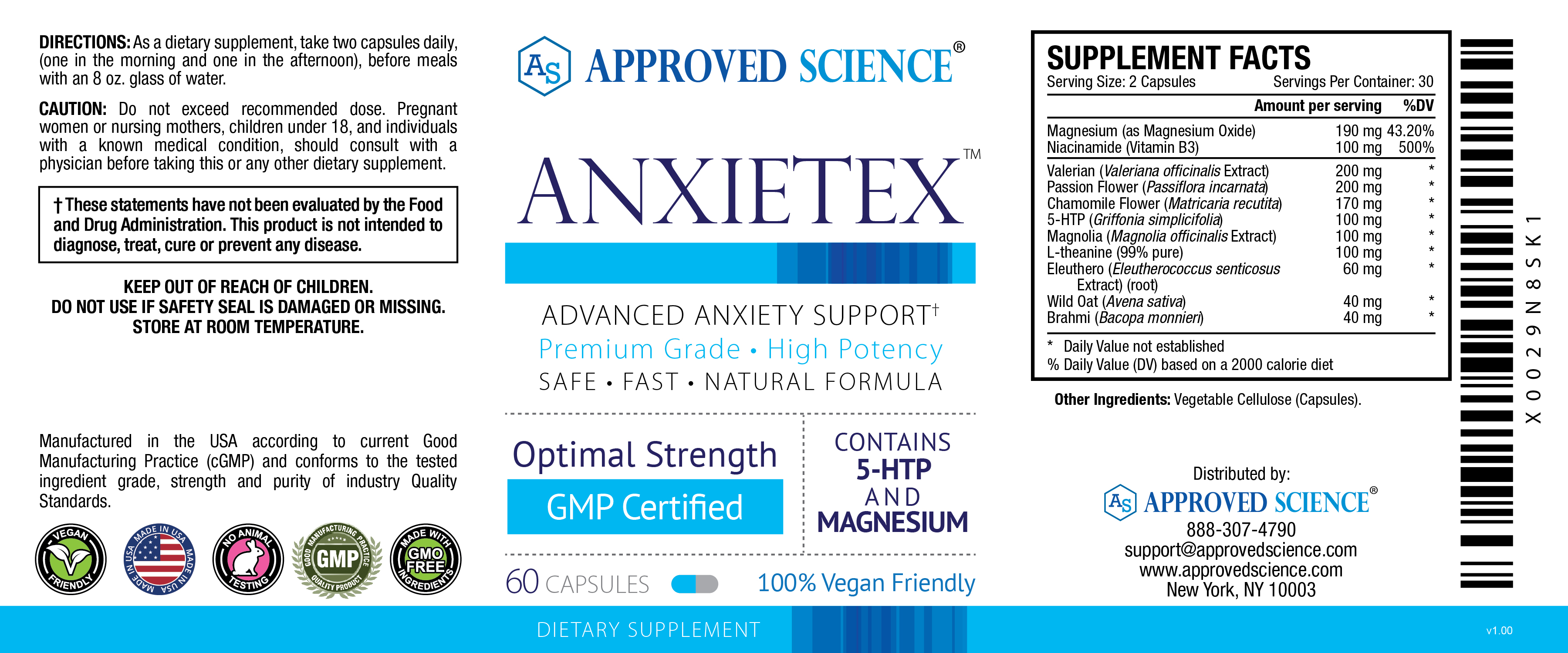 Anxietex Supplement Facts
